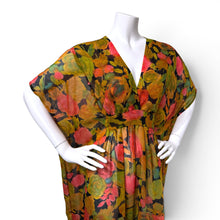 Load image into Gallery viewer, O’pell Black Sheer Silk Floral Caftan