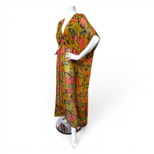 Load image into Gallery viewer, O’pell Black Sheer Silk Floral Caftan