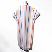 Load image into Gallery viewer, O’pell White Double Knit Rainbow Stripe Caftan