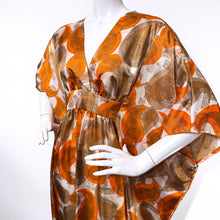 Load image into Gallery viewer, O’pell Brown and Orange Eastern Paisley Print Caftan
