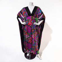 Load image into Gallery viewer, O’pell Silk Black and Purple Print Caftan