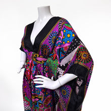 Load image into Gallery viewer, O’pell Silk Black and Purple Print Caftan