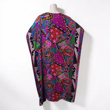 Load image into Gallery viewer, O’pell Silk Black and Purple Print Caftan
