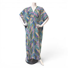 Load image into Gallery viewer, O’pell Green and Purple Paisley Floral Print Caftan