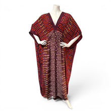 Load image into Gallery viewer, O’pell Brown and Orange Silk Abacus Print Caftan