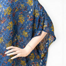 Load image into Gallery viewer, O’pell Sheer Silk Ocean Blue with Gold Eyelash Tunic