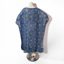 Load image into Gallery viewer, O’pell Sheer Silk Ocean Blue with Gold Eyelash Tunic