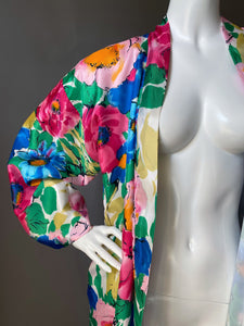 1980s Watercolor Floral Kimono Robe