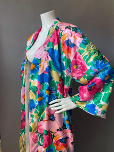 1980s Watercolor Floral Kimono Robe