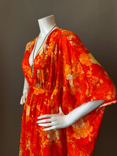 Load image into Gallery viewer, O'pell Tangerine Floral Long Torso Caftan