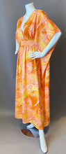 Load image into Gallery viewer, O'pell Orange Hawaiian Hibiscus Watercolor Long Torso Caftan