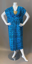Load image into Gallery viewer, O'pell Blue Tiger Print Petite Caftan