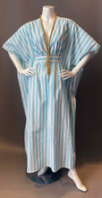 Load image into Gallery viewer, O'pell Striped Blue Long Torso Caftan