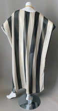 Load image into Gallery viewer, O'pell Sheer Cream Black Striped Gold Shimmer Tunic Caftan