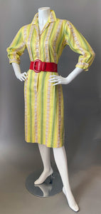 1950-60s Spring Curve Hugging Sun Dress Jacquard Cotton Floral