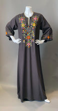 Load image into Gallery viewer, Vintage Bohemian Brown Embroidery Floral Tunic Caftan
