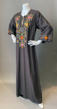 Load image into Gallery viewer, Vintage Bohemian Brown Embroidery Floral Tunic Caftan