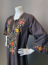 Load image into Gallery viewer, Vintage Bohemian Brown Embroidery Floral Tunic Caftan