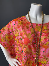 Load image into Gallery viewer, O'pell Mod Sheer Floral Pink Tunic Caftan