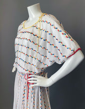 Load image into Gallery viewer, Vintage 80s Giorgio Sant'Angelo Rainbow Embroidery Sun Dress