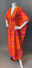 Load image into Gallery viewer, O'pell Mod Orange Op Art Print Long Torso Caftan with Matching Mask