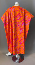 Load image into Gallery viewer, O'pell Mod Orange Op Art Print Long Torso Caftan with Matching Mask
