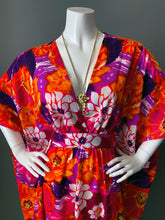 Load image into Gallery viewer, O'pell Mod Pink Floral Hawaiian Long Torso Caftan and Matching Mask