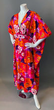 Load image into Gallery viewer, O'pell Mod Pink Floral Hawaiian Long Torso Caftan and Matching Mask