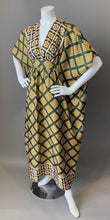 Load image into Gallery viewer, O'pell Mod Border Print Acetate Short Torso Caftan and Matching Mask