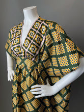 Load image into Gallery viewer, O'pell Mod Border Print Acetate Short Torso Caftan and Matching Mask
