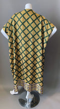 Load image into Gallery viewer, O'pell Mod Border Print Acetate Short Torso Caftan and Matching Mask