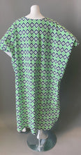 Load image into Gallery viewer, O'pell Mod Green Blue Polka Dot Floral Cotton Tunic Caftan