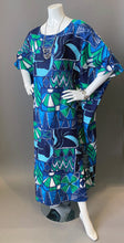 Load image into Gallery viewer, O'pell Hawaiian Tiki Mod Aqua Print Tunic Caftan