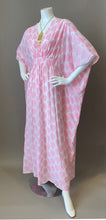 Load image into Gallery viewer, O'pell New Pink Leaf Print Sheer Cotton Short Torso Caftan