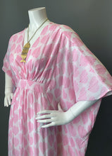 Load image into Gallery viewer, O'pell New Pink Leaf Print Sheer Cotton Short Torso Caftan