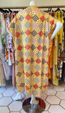 Load image into Gallery viewer, Checkerboard Patchwork O’pell Caftan Gold/Red/Brown
