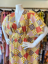 Load image into Gallery viewer, Checkerboard Patchwork O’pell Caftan Gold/Red/Brown