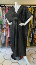 Load image into Gallery viewer, Black Cotton Gauze and Lurex O’pell Caftan