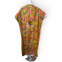 Load image into Gallery viewer, O’pell Black Sheer Silk Floral Caftan
