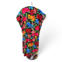Load image into Gallery viewer, O’pell Black Floral Midnight in the Tropical Garden Caftan
