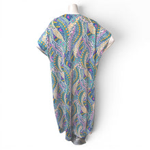 Load image into Gallery viewer, O’pell Green and Purple Paisley Floral Print Caftan
