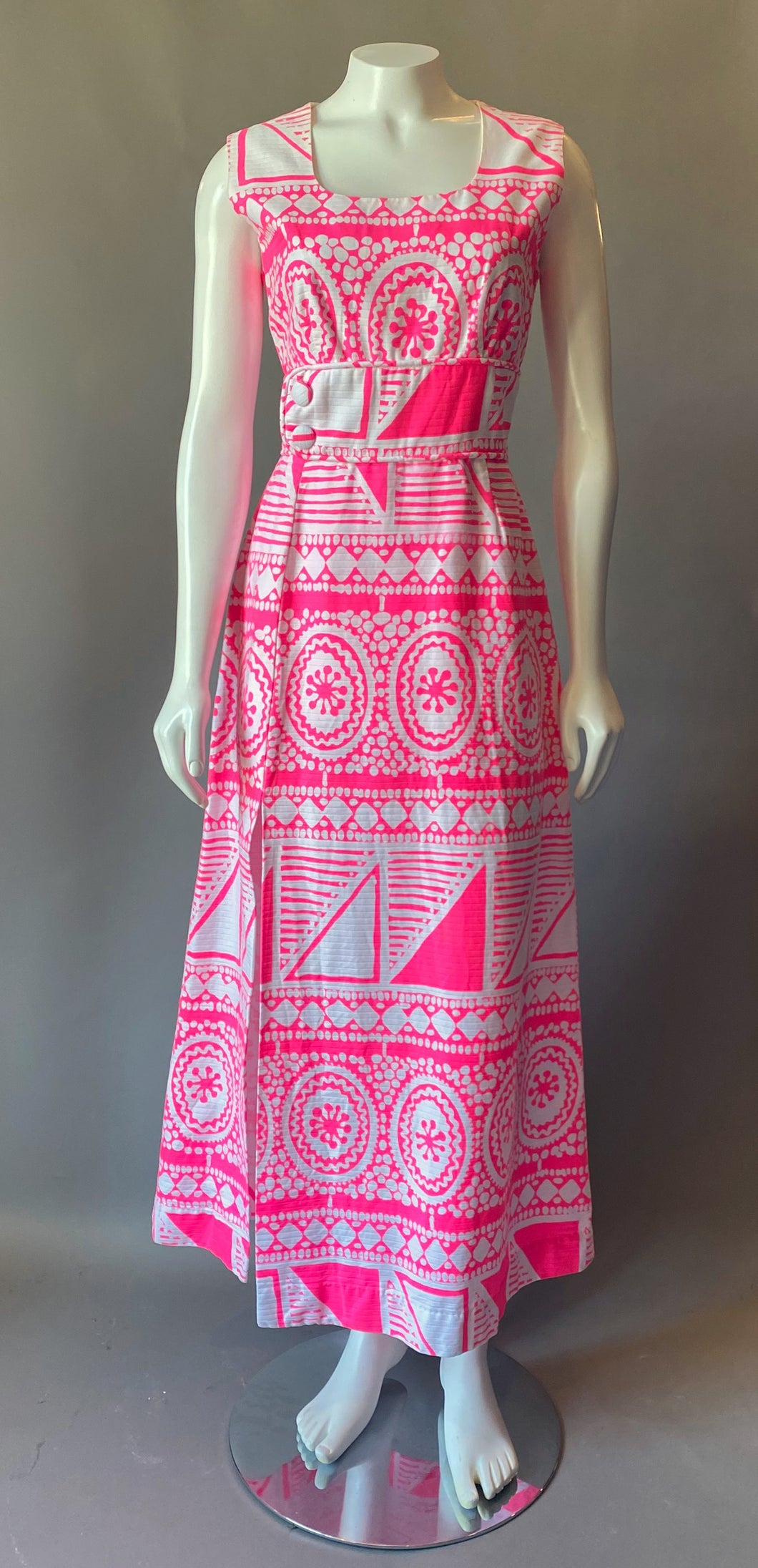 Amazing Mod DayGlo Pink Skort Maxi Dress