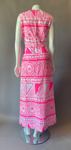 Amazing Mod DayGlo Pink Skort Maxi Dress