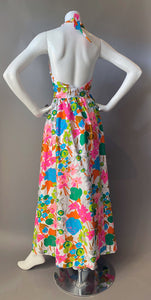 Mod Garden Print Wrap Halter Maxi Sun Dress