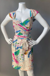 1980s AJ Bari Silk Party Prom Dress