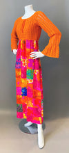 Load image into Gallery viewer, Mod Orange Patchwork Crochet Maxi Dress
