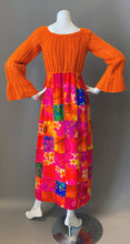 Load image into Gallery viewer, Mod Orange Patchwork Crochet Maxi Dress
