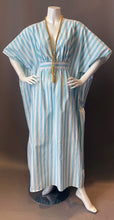 Load image into Gallery viewer, O&#39;pell Striped Blue Long Torso Caftan
