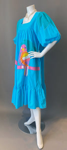 1980s Ramona Rull Applique Parrot Tunic Sun Dress