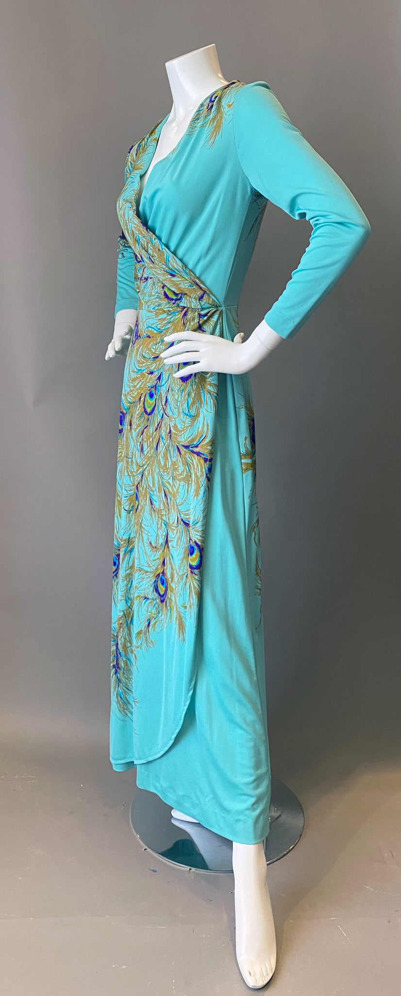 Amazing Peacock Print Cocktail Maxi Dress The Frippery Palm Springs Amazing Peacock Print Cocktail Maxi Dress The Frippery Palm Springs